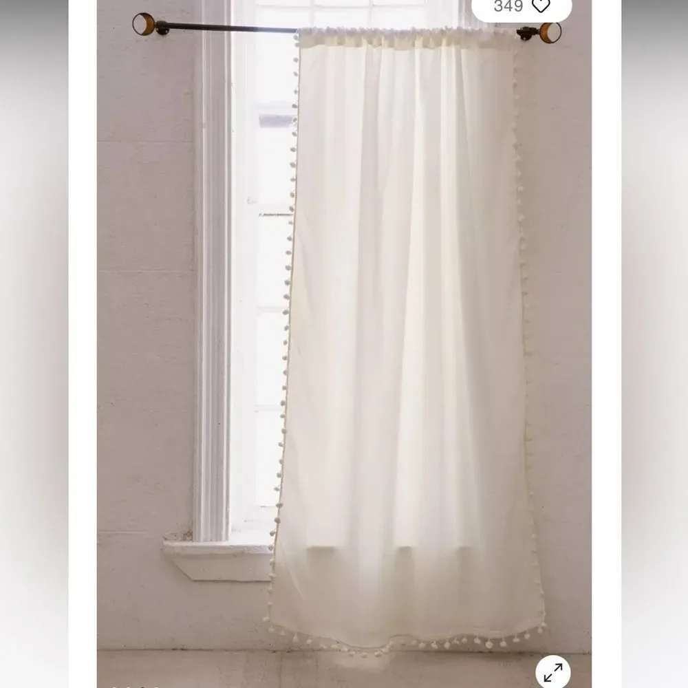 New Urban Outfitters UO Home Rideau Pom Blackout Curtain 52x96 Ivory